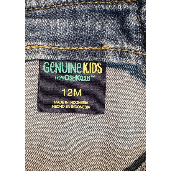 Genuine Kids Oshkosh B'gosh Overalls Size 12months‎  Denim Floral Embroidered - Picture 4 of 5